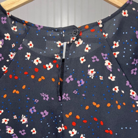 Cabi Shift Dress Flash Grey Floral Muse Chiffon Short Flutter Sleeve - Picture 8 of 11